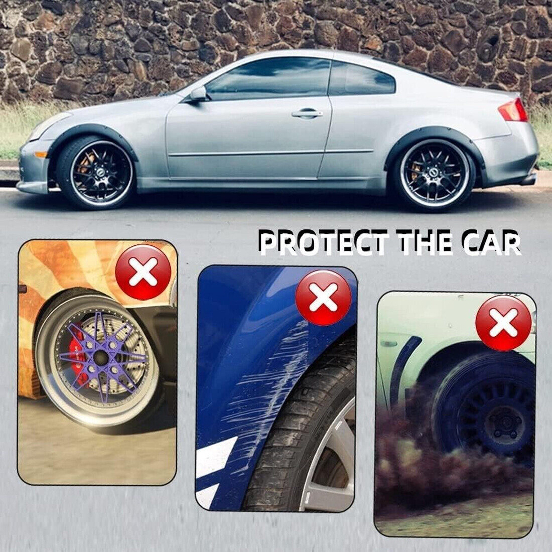 4Pcs Universal Flexible Cars Body Fender Flares Extension Wide Wheel Arches 89CM