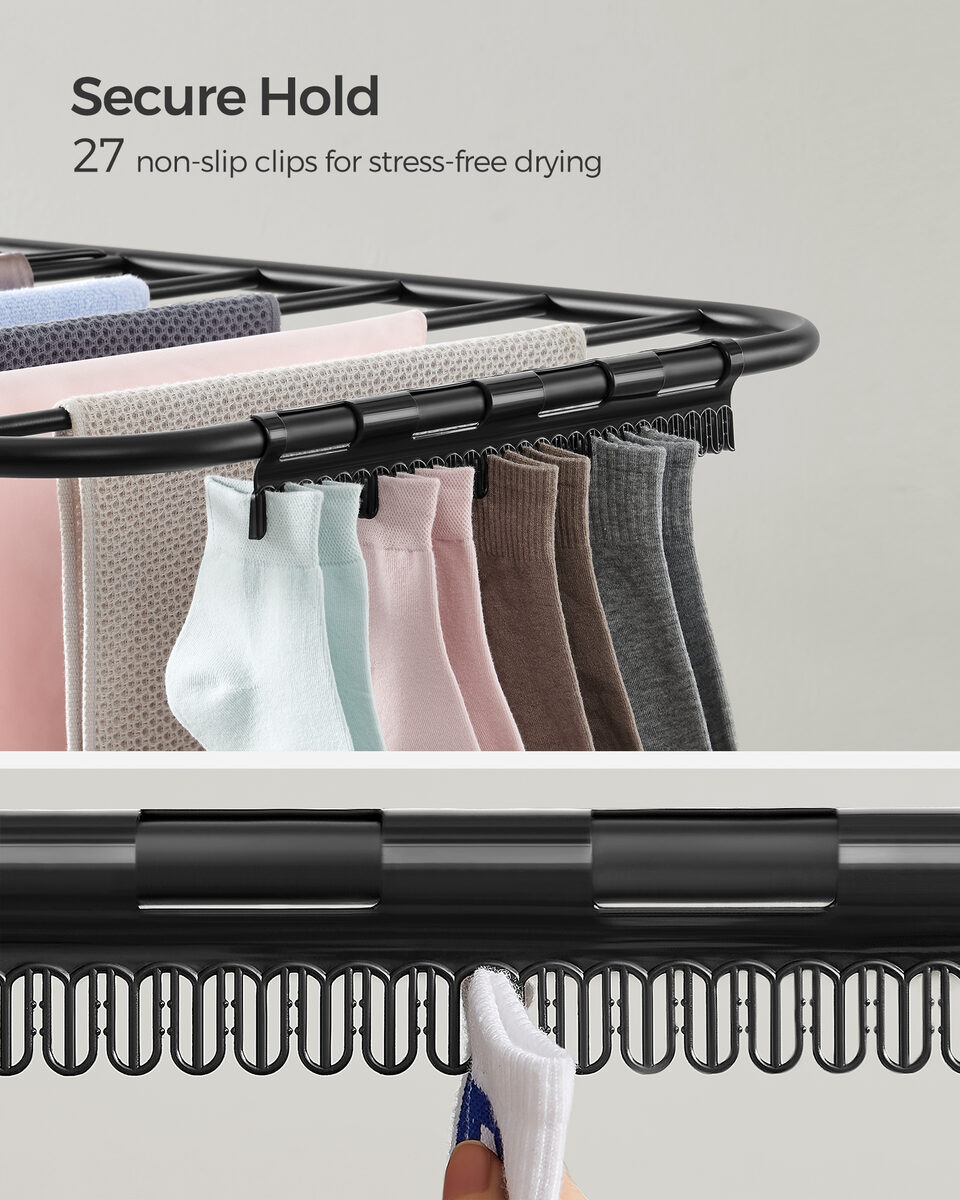SONGMICS Clothes Drying Rack, Foldable 2-Level Stee Laundry Drying Rack