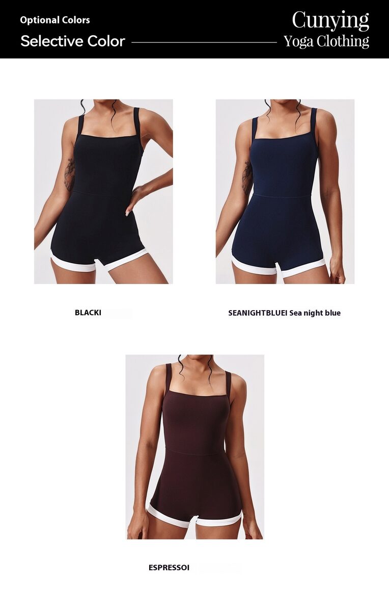 Hollow-out Beauty Back Wide Shoulder Strap Yoga Clothes Sports Running Fitness One-piece